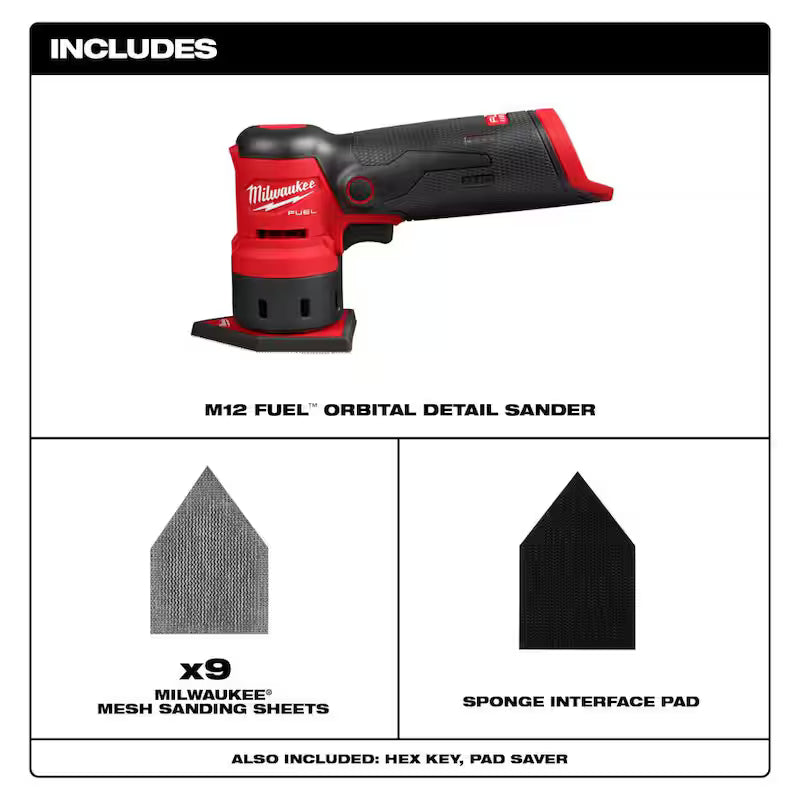 12V Cordless Orbital Detail Sander with Sanding Sheets & Sponge Pad O13946