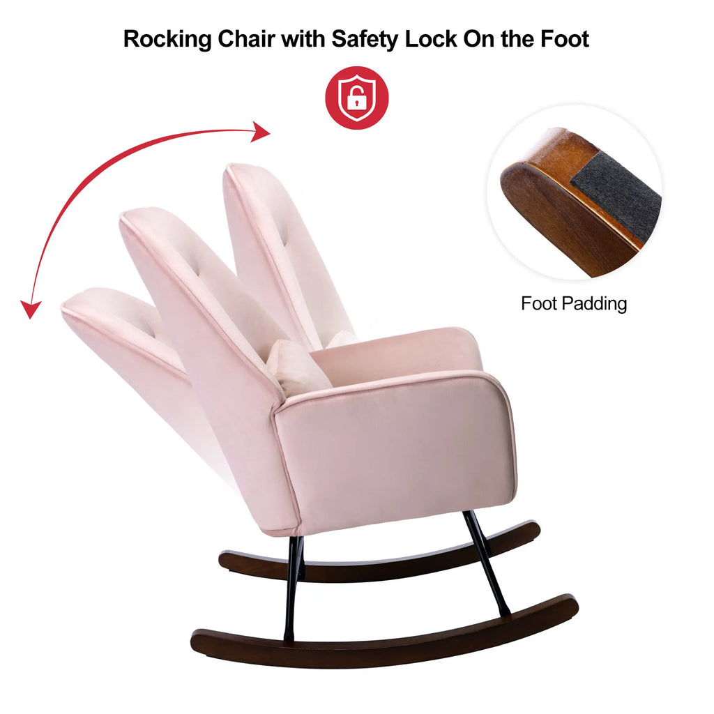 Pink Upholstered Rocking Chair A1388