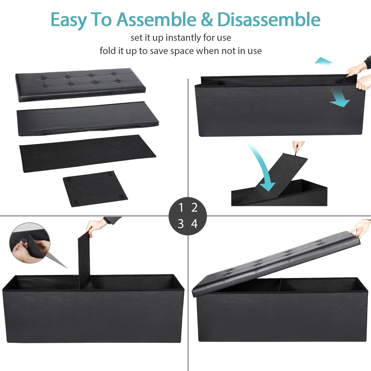 43 Inches Folding Storage Ottoman Bench M182241