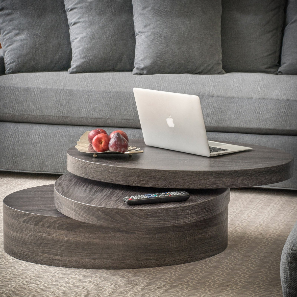 Oval Rotating Wood Coffee Table L916401