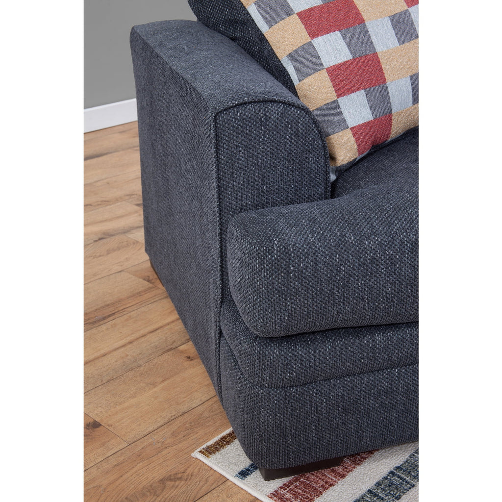 Charcoal Two Piece Sectional Sofa with Three Throw Pillows R4627