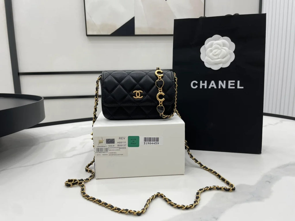 Black Mini Flap Bag W1170