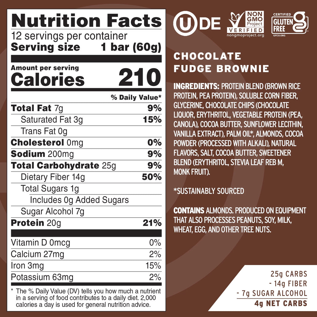 Vegan Protein Bars Chocolate Fudge Brownie Box of 12 P98755