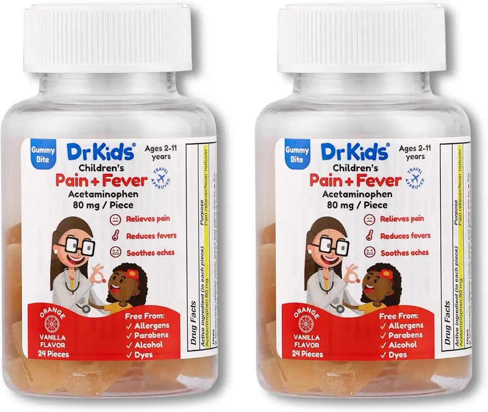 Chewable Acetaminophen for Kids Ages 2-11, Orange Vanilla Flavor, 24 Count (Pack of 2) Z50494