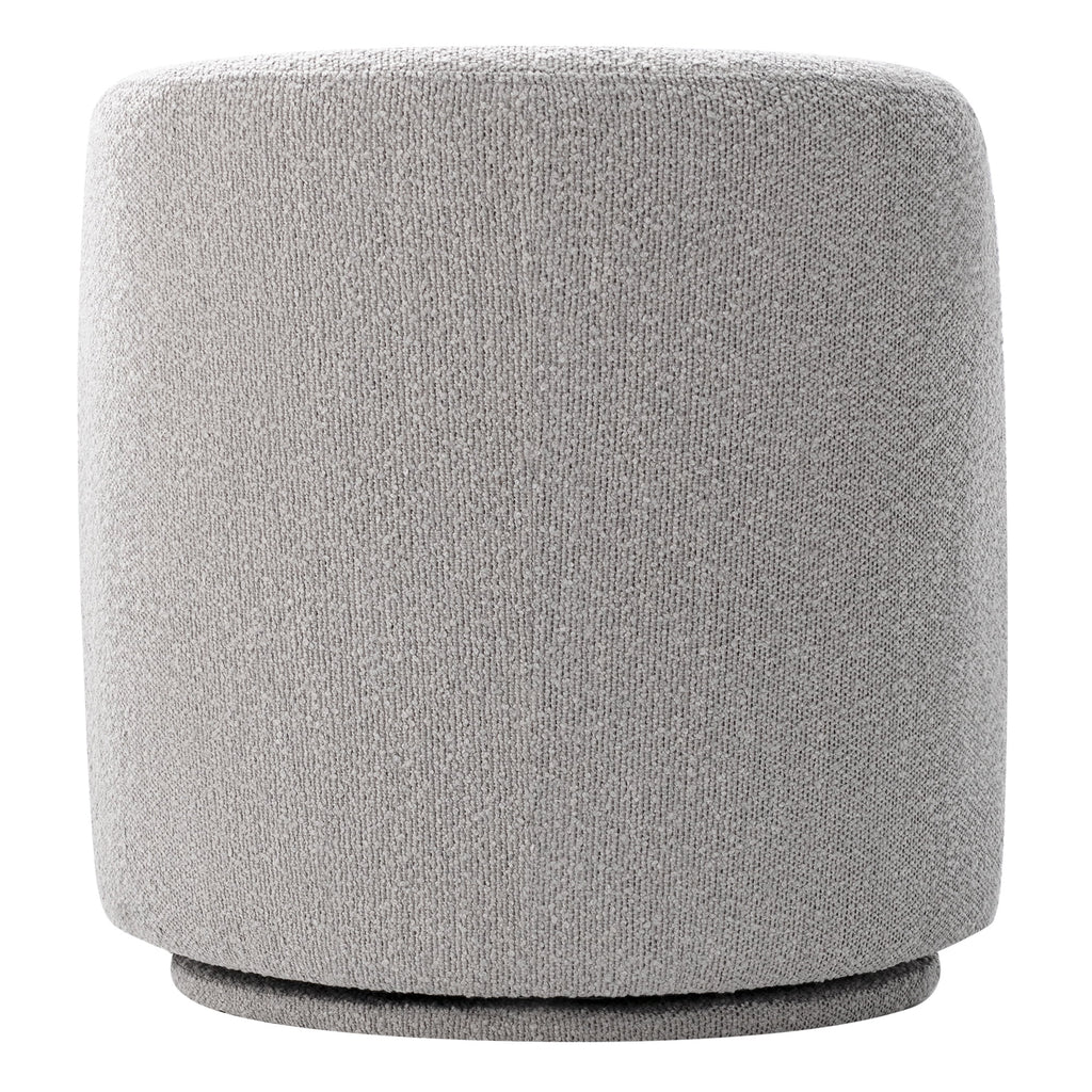 White Boucle Fabric Barrel Accent Chair E452