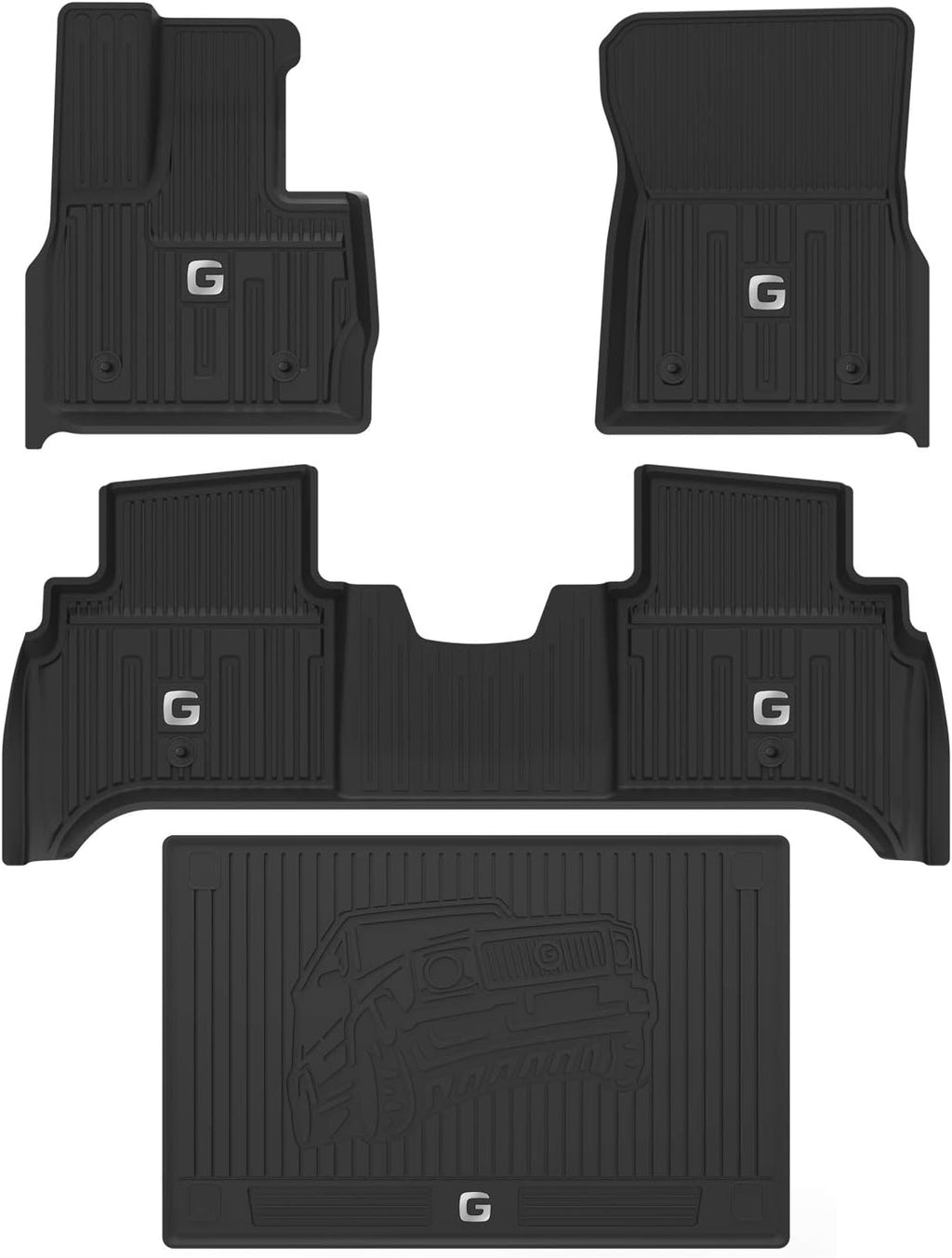 TPE All Weather Custom Fit Floor Mats 1st & 2nd Row Full Set Black V631141