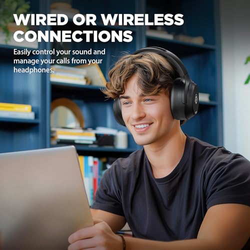 Black Wireless Over Ear Active Noise Cancelling Headphones T91646