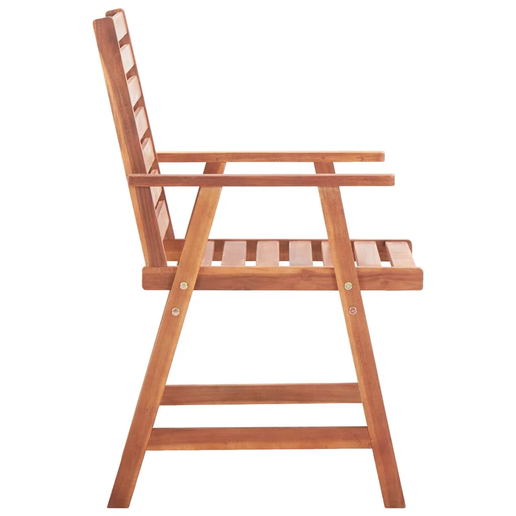 3 pcs Acacia Wood Patio Dining Chairs with Cushions I735831