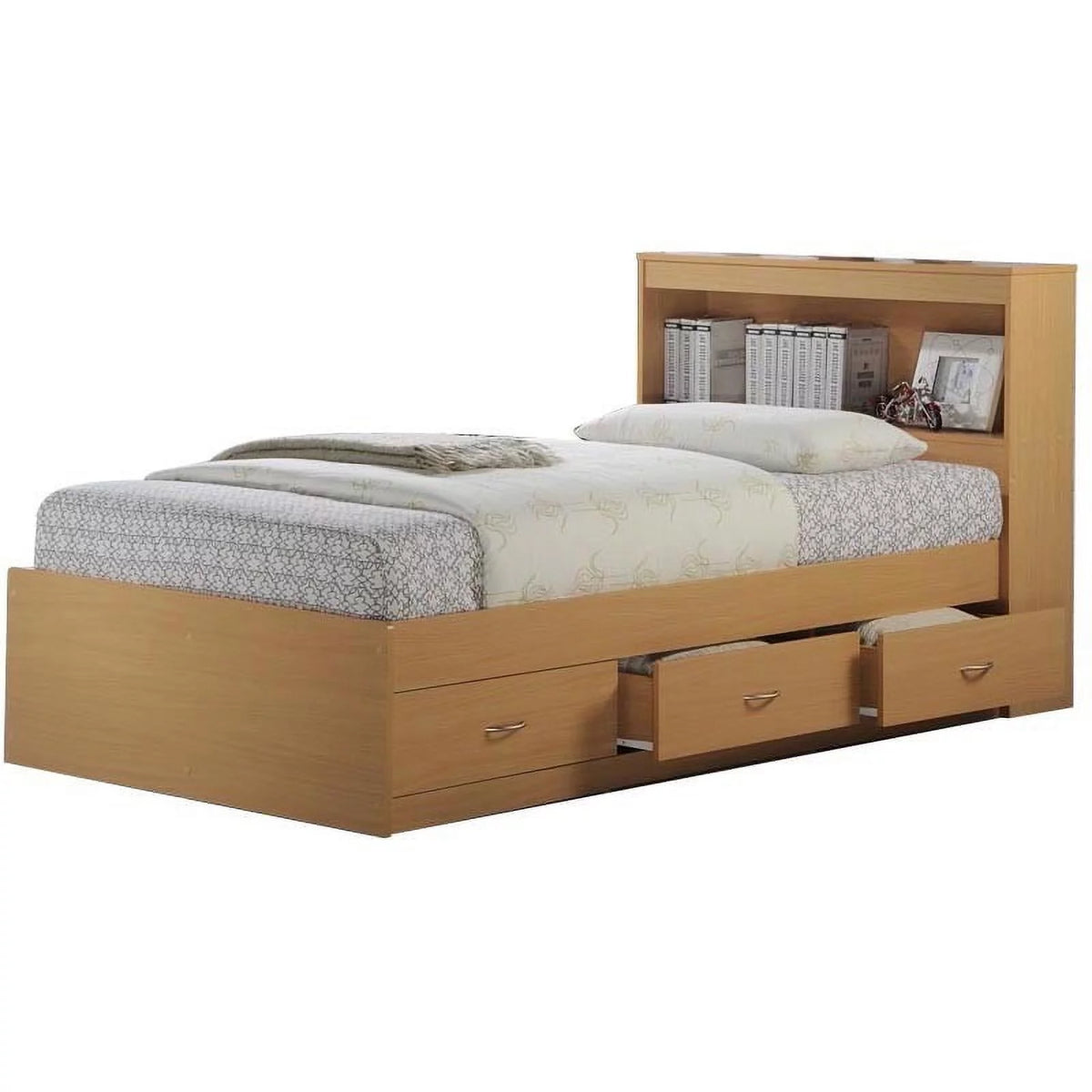 Black Twin-Size Captain Bed with 3 Drawers and Headboard A466690