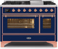 48 Dual Fuel Natural Gas Range Blue Copper Trim K95046