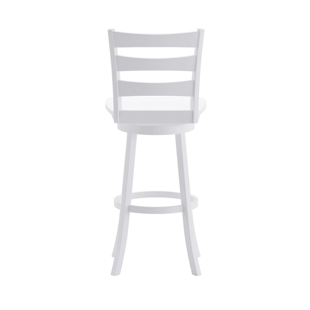 30" Antique White Swivel Bar Height Stool with Wood Seat and Footrest T9284
