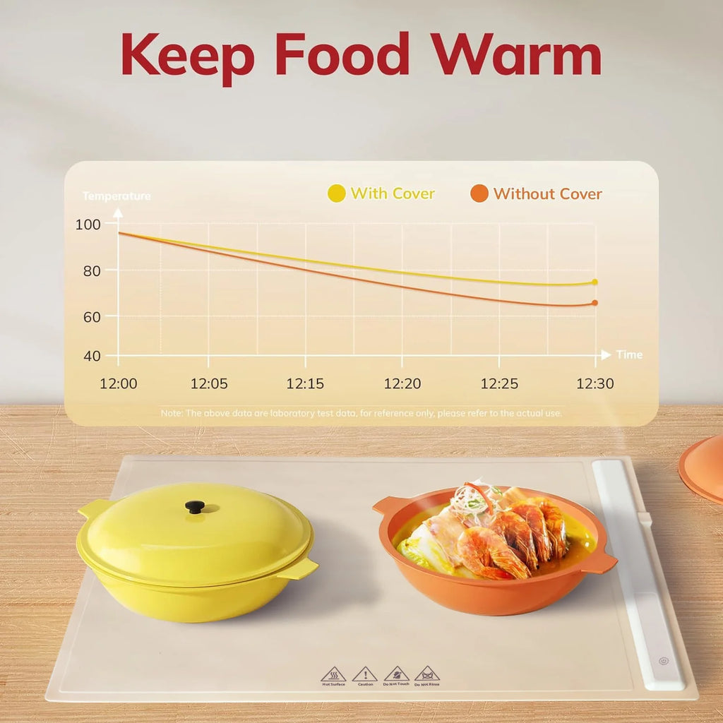 White Adjustable Temperature Foldable Electric Warming Tray H52250