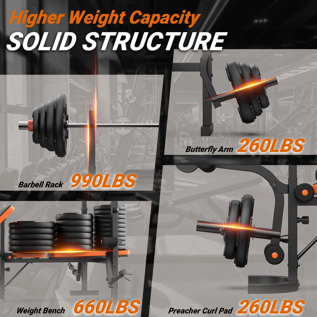6 Positions Adjustable Foldable Weight Bench O50544
