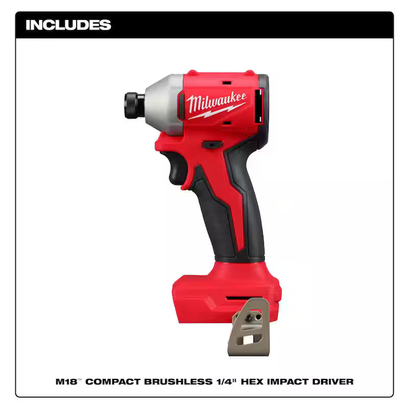 18-Volt Lithium-Ion Brushless Cordless 1/4 in. Compact Impact Driver with Battery and Charger F850529