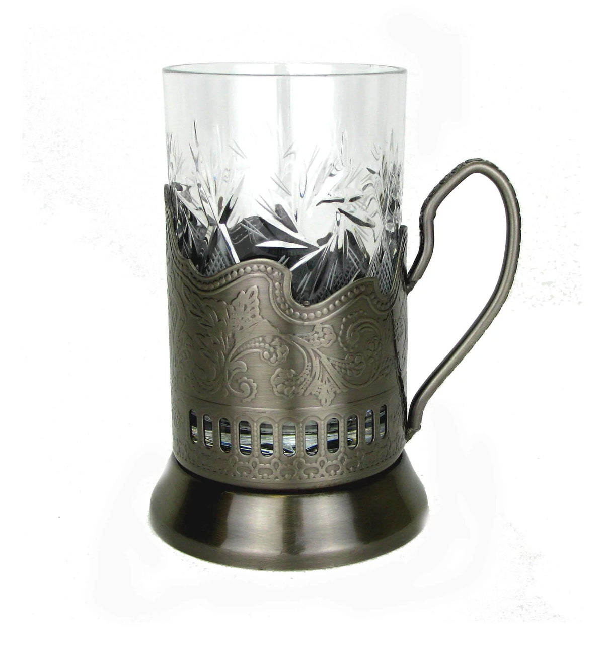 Tempered Glass Tea Set 8.5 oz with Metal Holder E5986