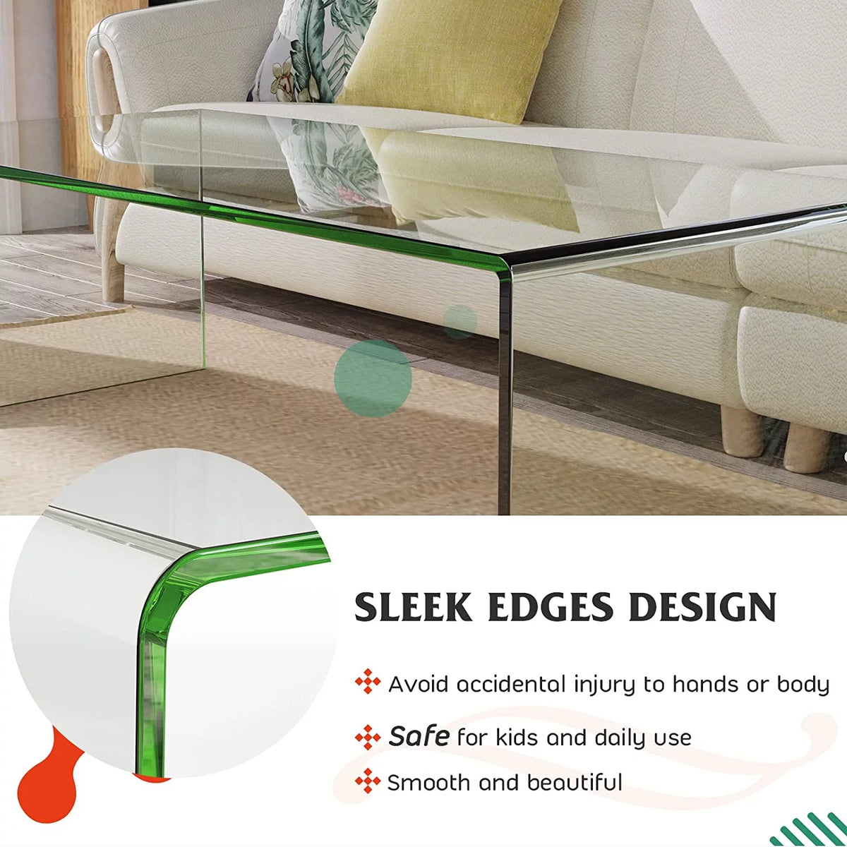 Glass Coffee Table with Smooth Round Edges E820