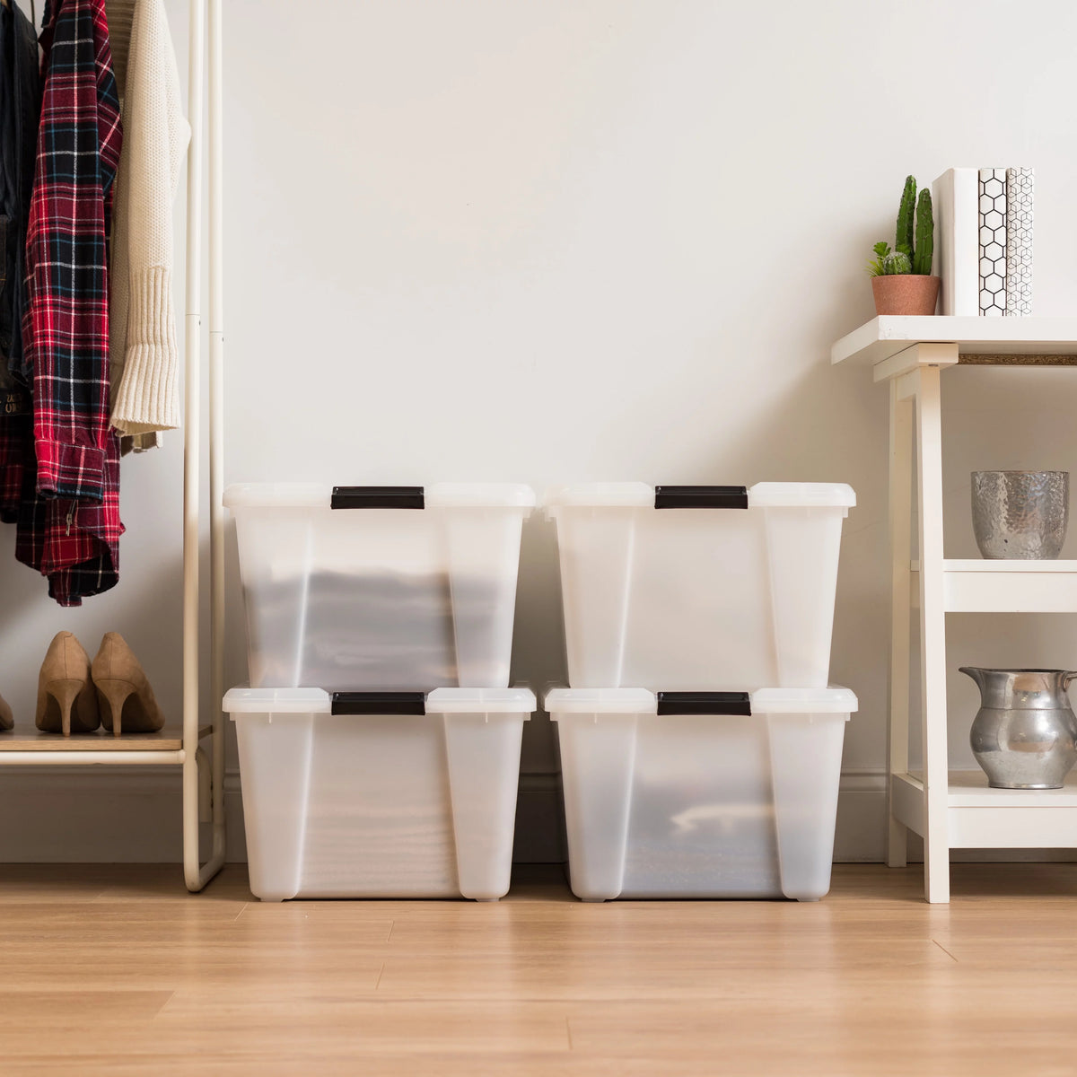 45 Qt Pearl Latch Storage Bin with Lid, Set of 4 V35318