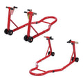 Motorcycle Front and Rear Wheel Lift Paddock Stand with 4 Caster Wheels Black Z876