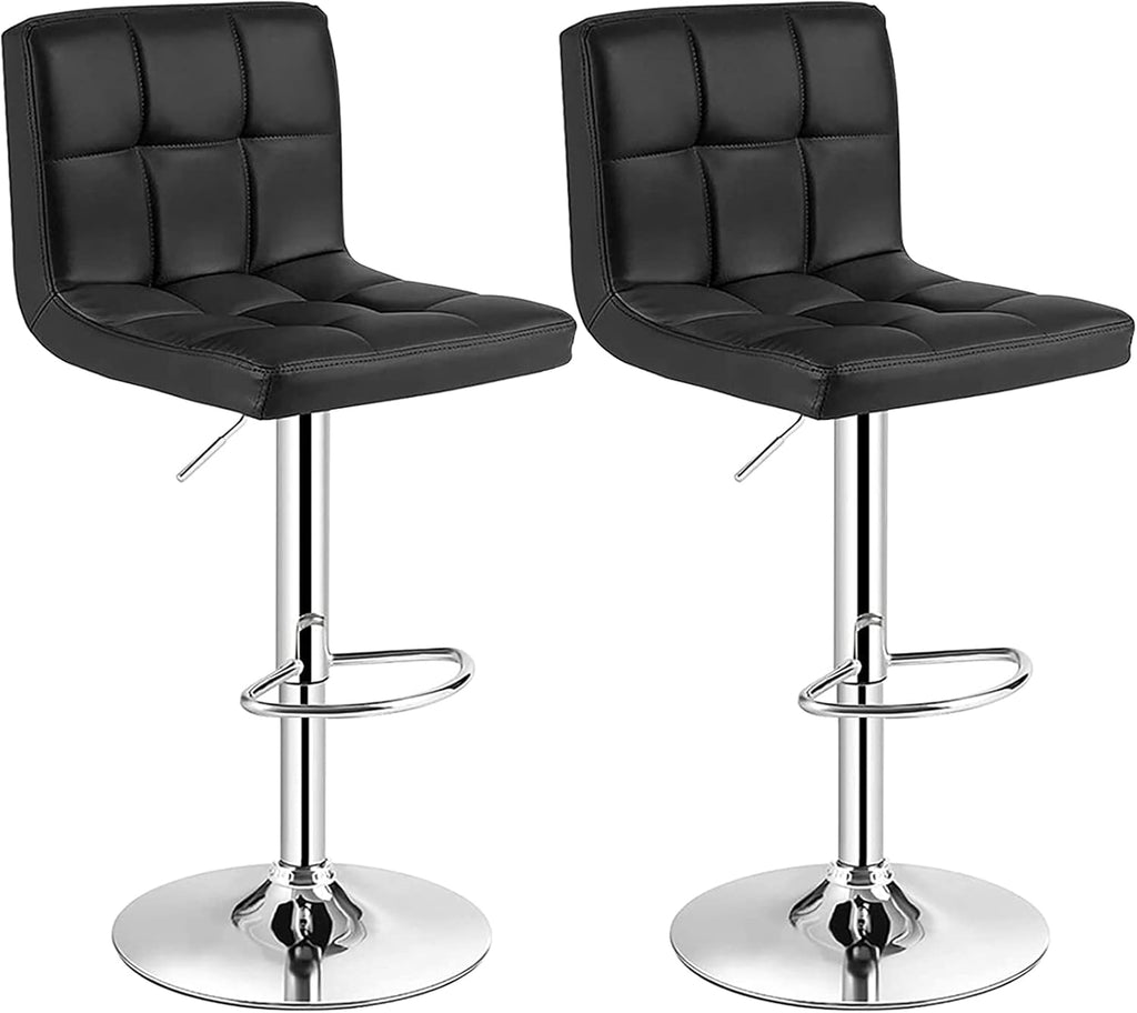 Black Set of 2 Swivel Adjustable Bar Stools with Arms G4200