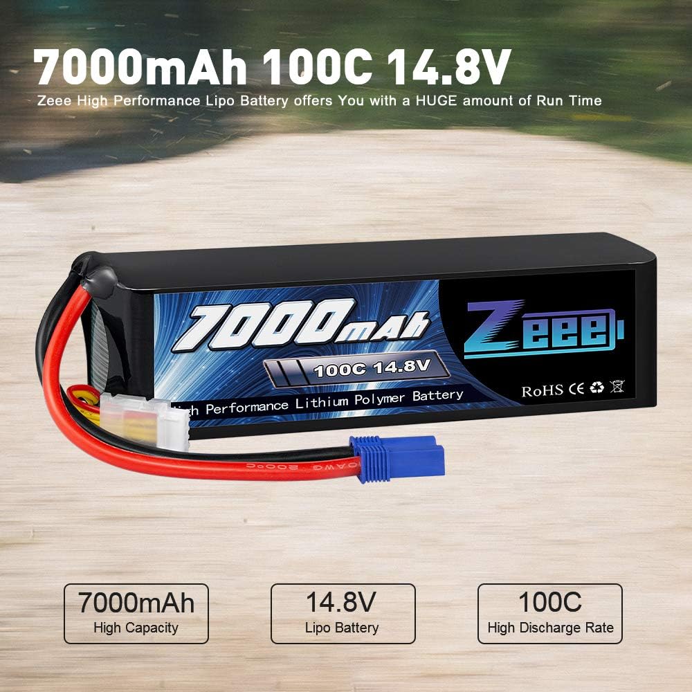 14.8V 4S 100C 7000mAh Lipo Battery with EC5 Connector 2 Pack B851862