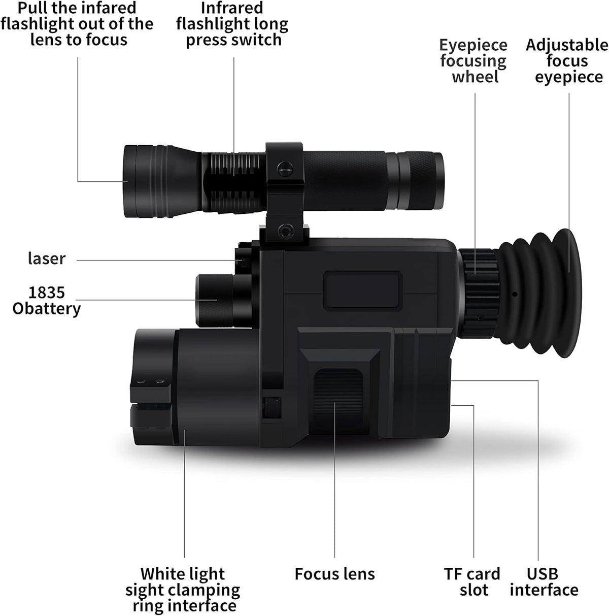 WiFi Digital Night Vision Scope Video Camera 960P 1.3 inch HD Display X2493