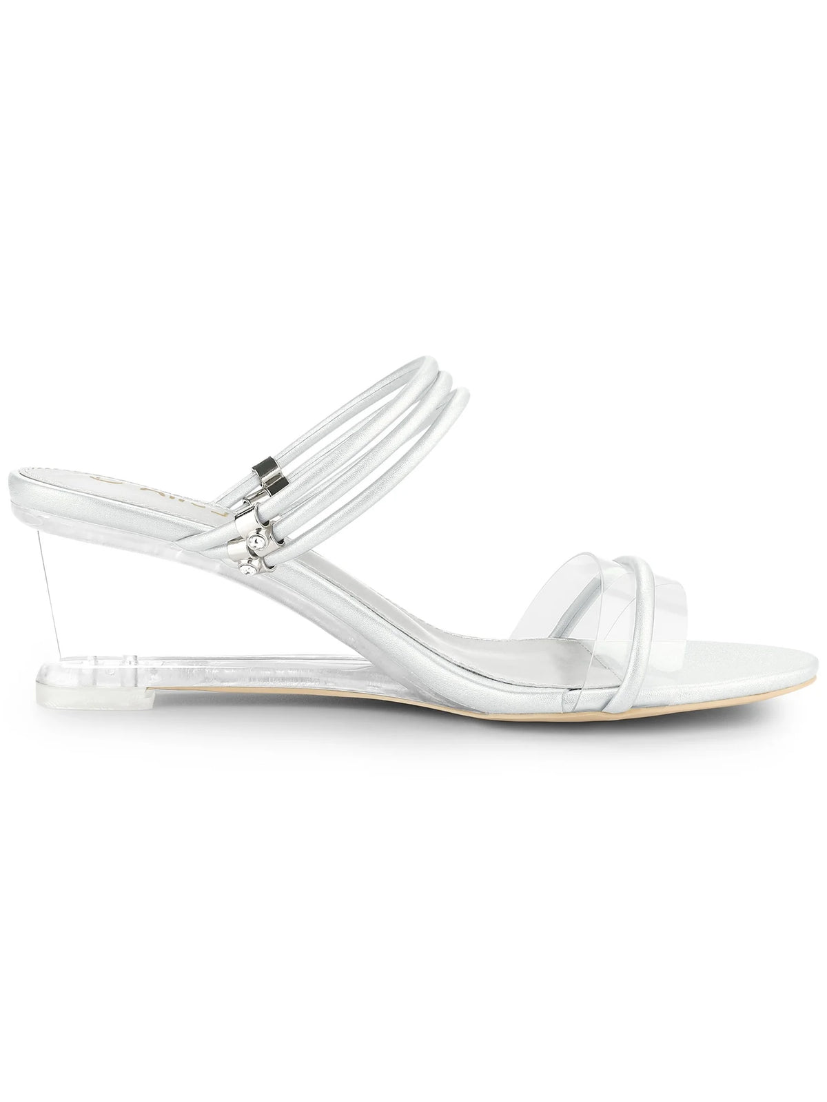 Clear Glass Heel Wedge Sandals N383