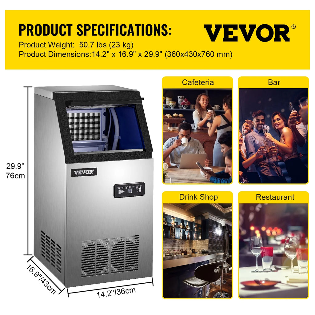 Commercial Ice Maker 90lbs/24h 22 lbs Storage F3939
