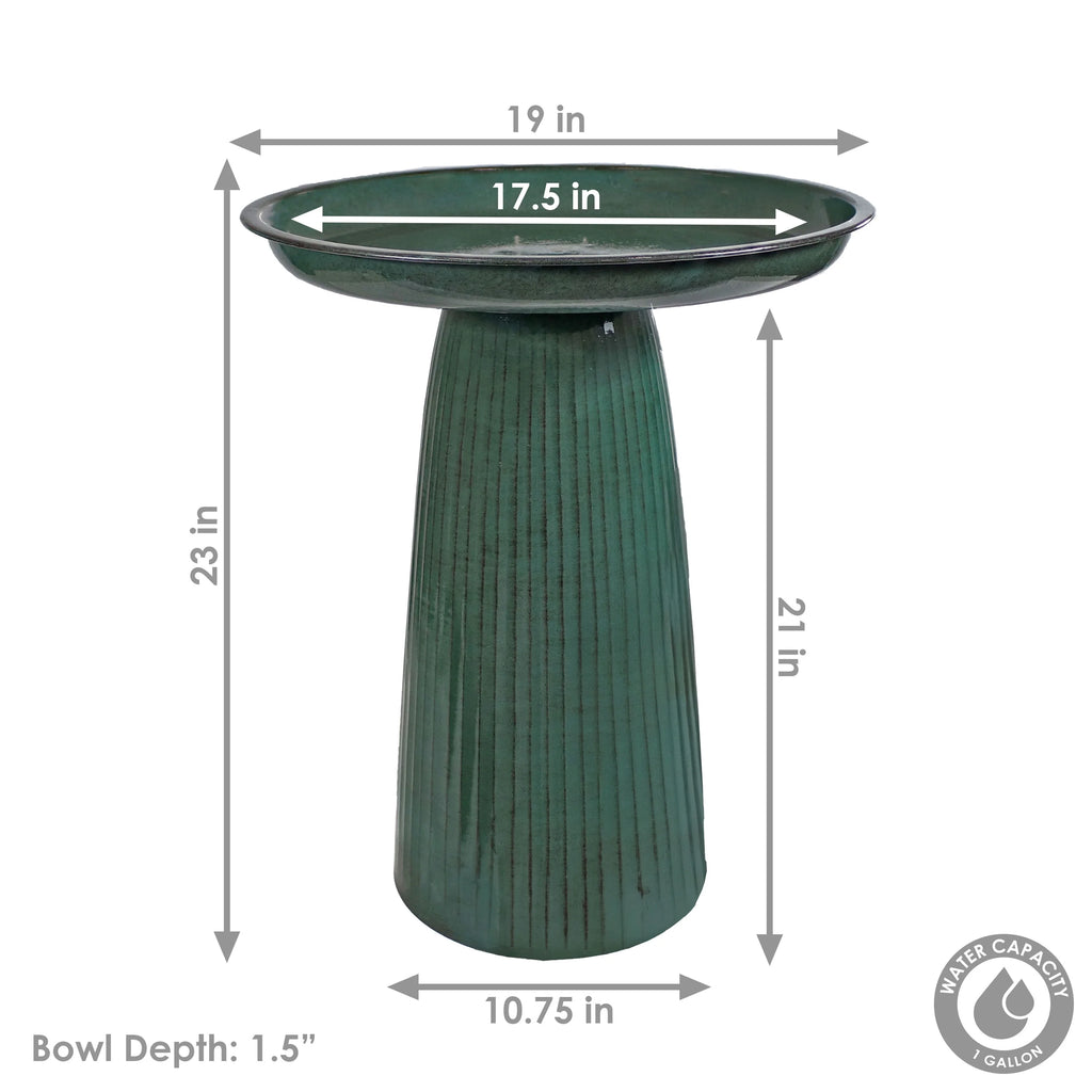 Green Metal Outdoor Bird Bath C52761