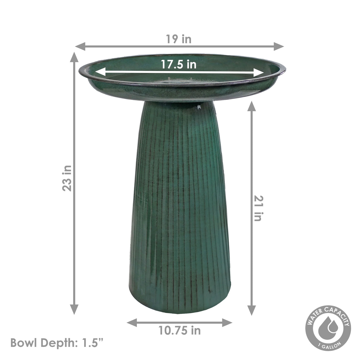 Green Metal Outdoor Bird Bath C52761