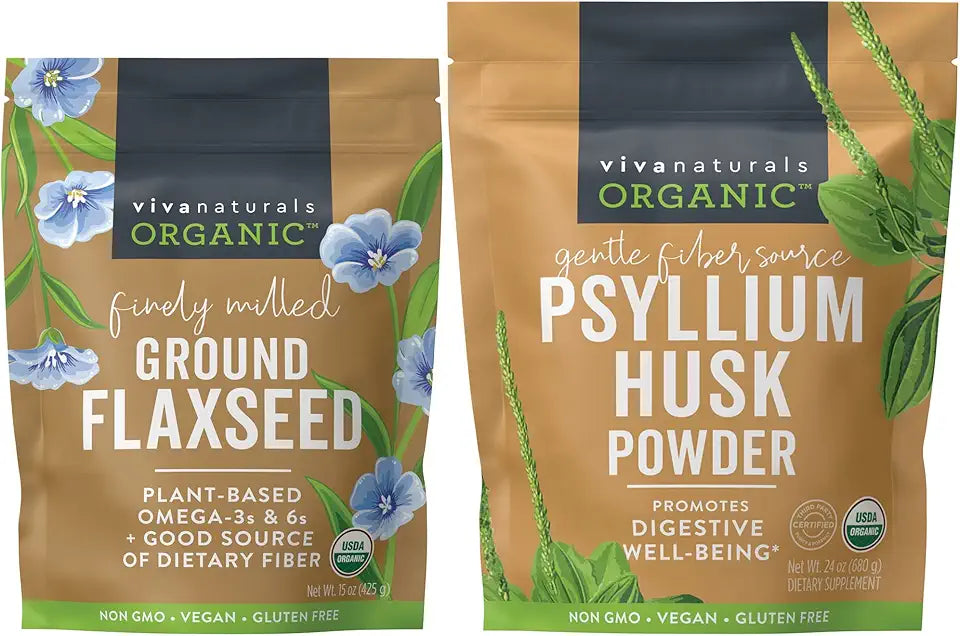Organic Psyllium Husk Powder and Ground Flaxseed Y8217