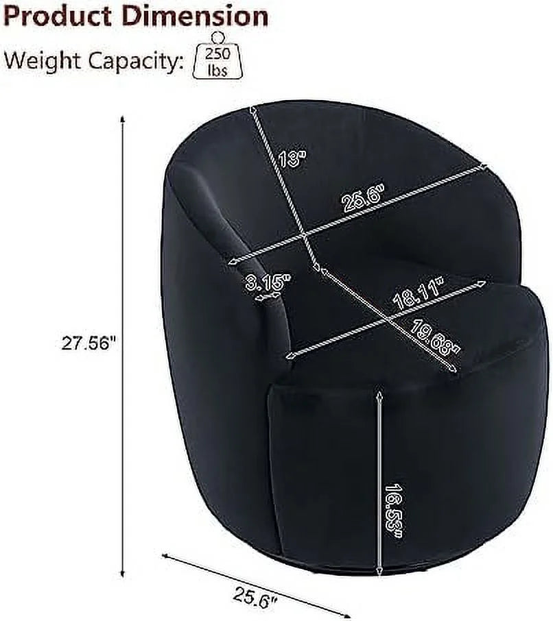 Black Velvet Swivel Barrel Accent Chairs Set of 2 W82801