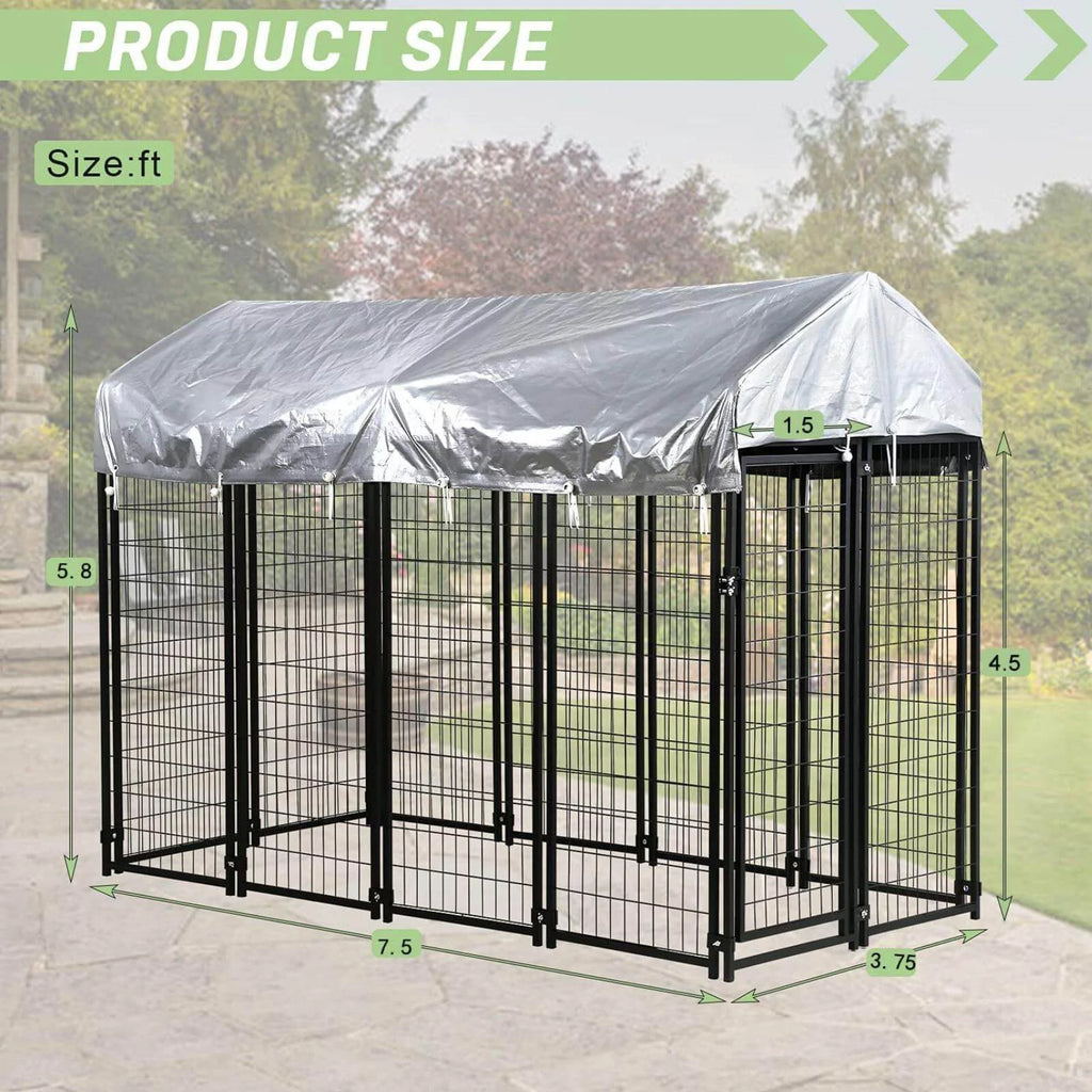 8'x4'x6' Heavy Duty Dog Kennel with Water-Resistant Cover R206