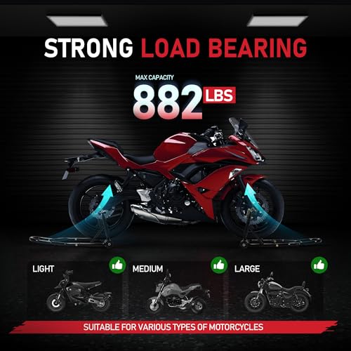 Motorcycle Front and Rear Wheel Lift Paddock Stand with 4 Caster Wheels Black Z876