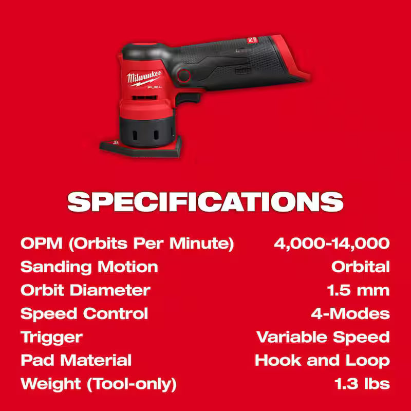 12V Cordless Orbital Detail Sander with Sanding Sheets & Sponge Pad O13946