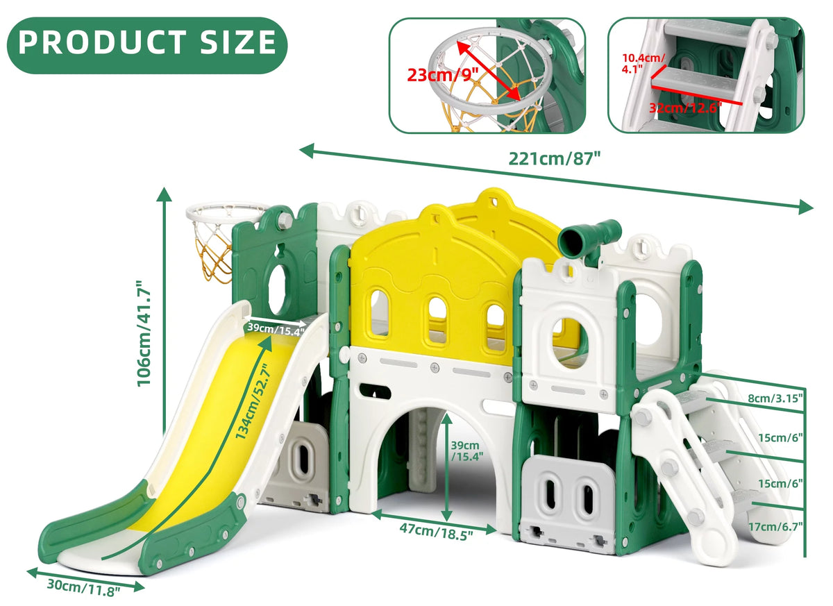 8 in 1 Kids Slide Set with Climber X797