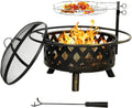 30 Inch Wood Burning Fire Pit with BBQ Grill U316973
