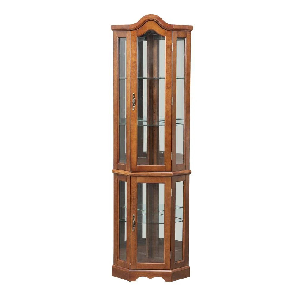 Floor Standing Wood Corner China Cabinet with Glass Shelves F19120