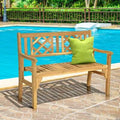 Foldable Patio Bench with Backrest and Armrest I570