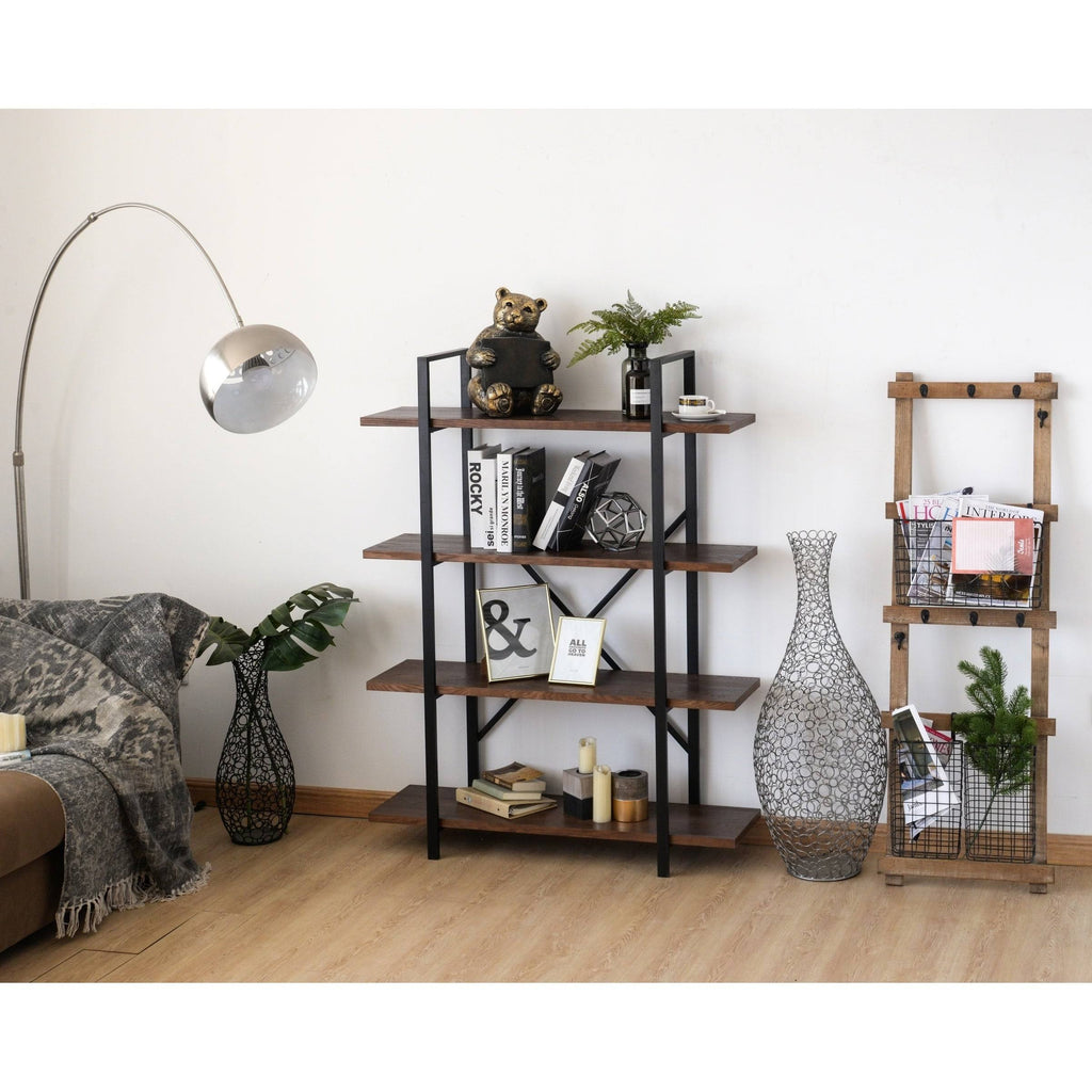 Walnut Brown 4 Shelf Etagere Bookcase S33638