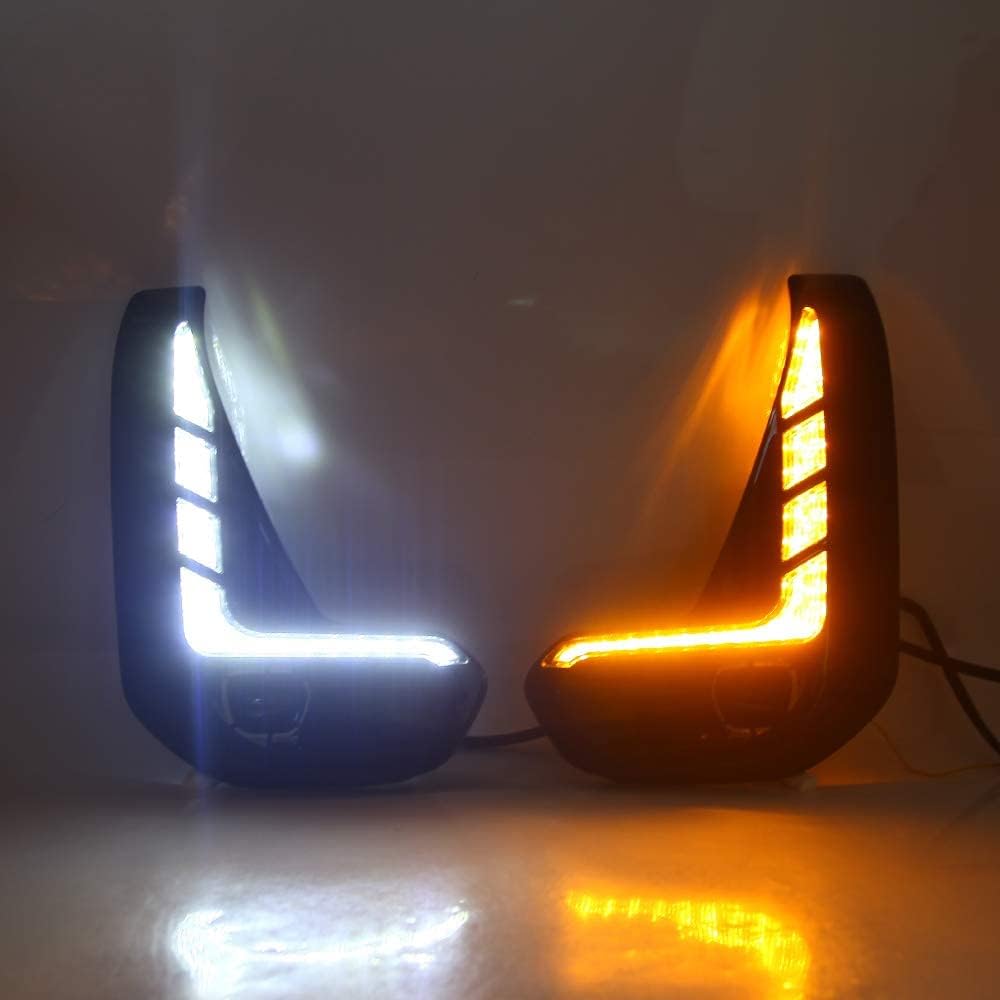 LED DRL Daytime Running Light 2pcs 6000K White Yellow Turn Signals Q140378