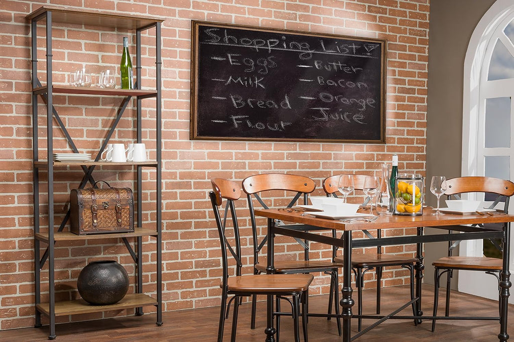 Brown Wood and Metal Bookcase C7750