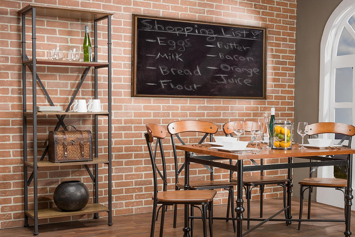 Brown Wood and Metal Bookcase C7750