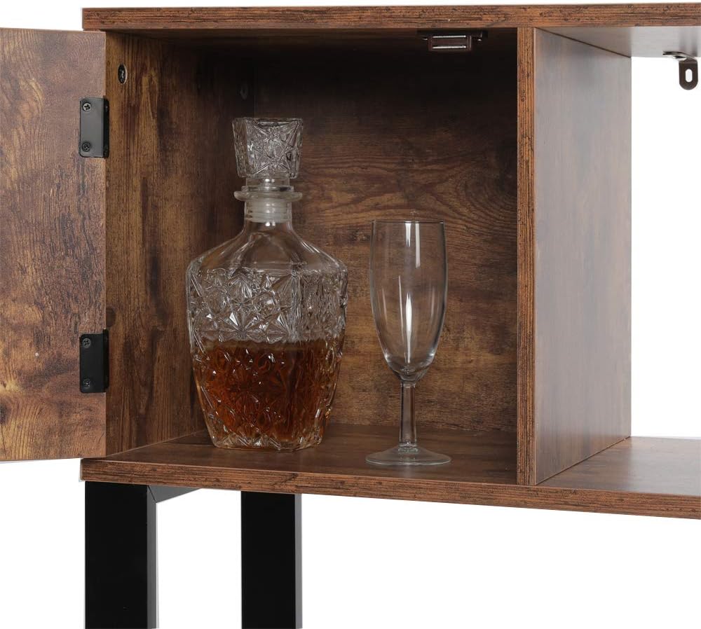 4 Tier Rustic Brown Bookcase with 4 Cube Storage Cabinet Z43289