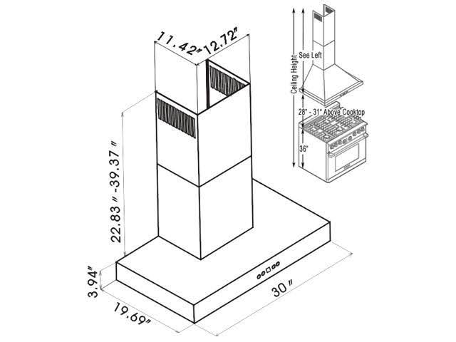 Wall-Mount 30x22 Range Hood K6644