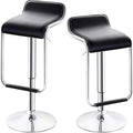 Black Set of 2 Swivel Adjustable Bar Stools with Arms G4200