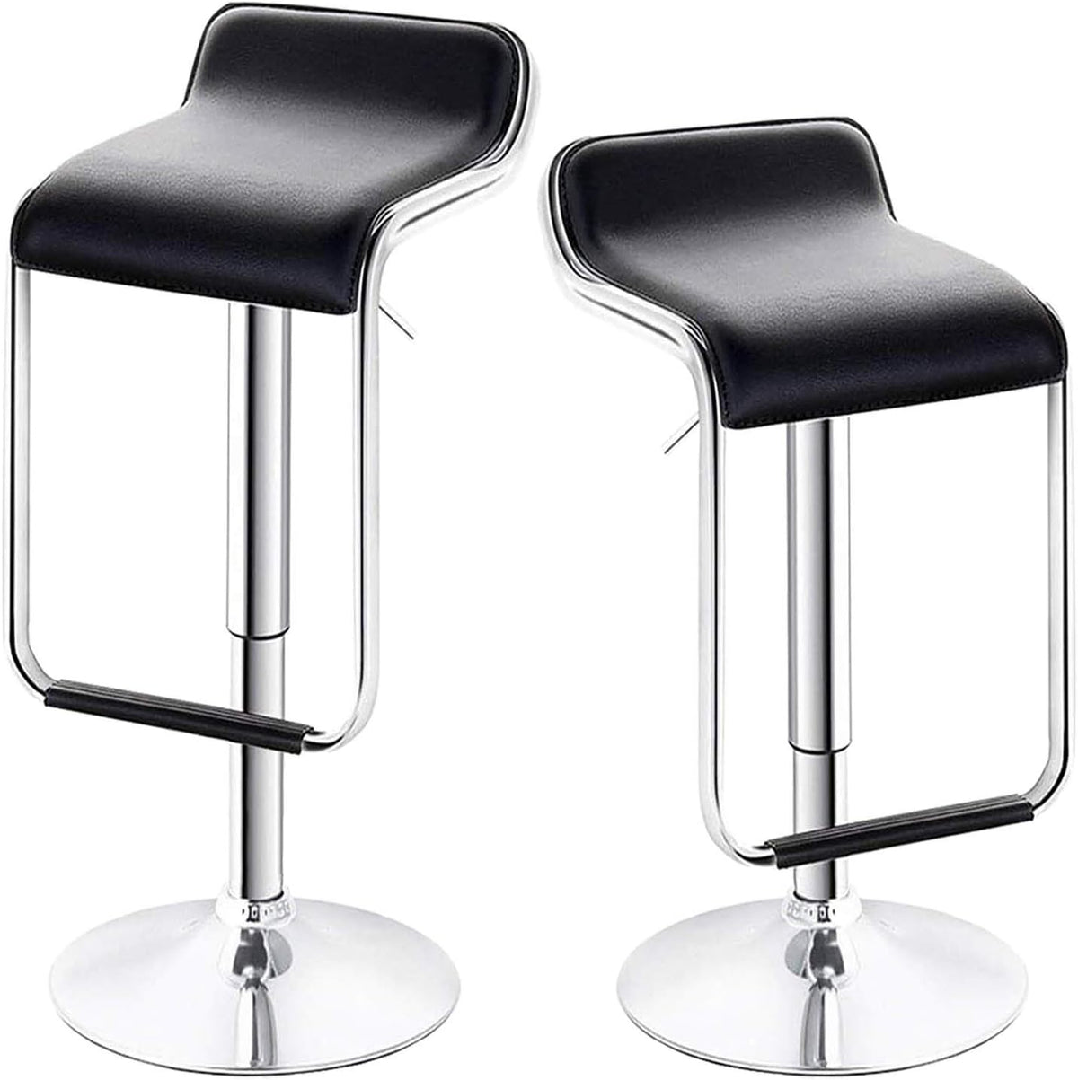 Black Set of 2 Swivel Adjustable Bar Stools with Arms G4200