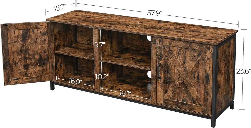 Farmhouse TV Stand for 65 Inch TV with Adjustable Shelves J5829