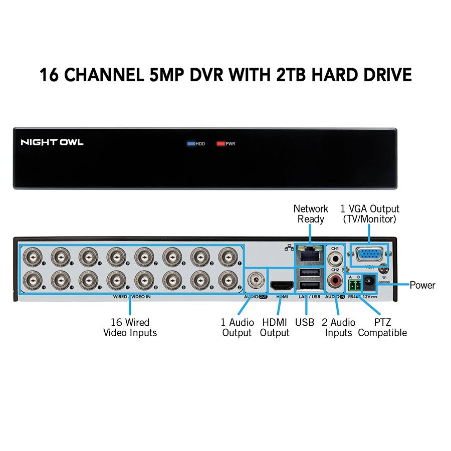 16-Channel 5MP 2 TB DVR Security Surveillance System with 14 Wired Spotlight Cameras A810350