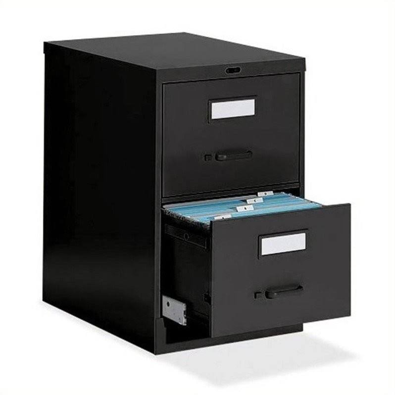 2 Drawer Legal Size Low Profile Metal File Cabinet Black I393968
