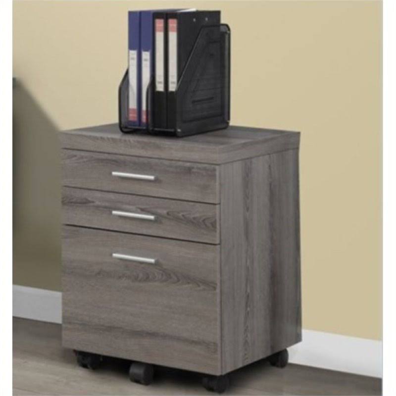 3 Drawer File Cabinet in Dark Taupe S374